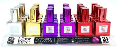 D'Donna - Set met 6 Flesjes Spiegel Nagellak - Mirror Effect Nagellak - Zilver - Goud - Paars - Warm Roze - Warm Donker Rood - Donker Rood - Inhoud per flesje 16 ml.