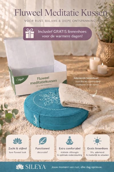 Sileya Meditatiekussen Turkooisblauw Fluweel - Yogakussen- Meditatie Kussen- Rond