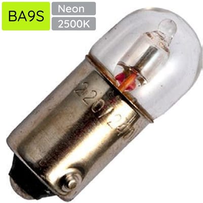 Miniatuur Signaallamp Ba9s 230V - Per stuk - T9 Neonlamp Ø9mm - 23mm - 2500K - Dimbaar - Rood