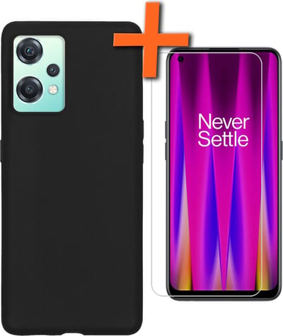 Hoes - Met Screenprotector - Geschikt voor OnePlus Nord CE 2 Lite - Sterk & Shockproof - Back Cover - Siliconen Case - Telefoon Hoes - Zwart
