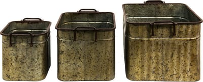 Clayre & Eef Decoratie Zinken Teil Set van 3 42x38x28 cm Grijs IJzer