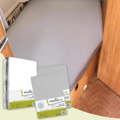 Dexitex Textielpakket Frans bed - 1 molton met 2 hoeslakens - rechts 2 x Licht grijs