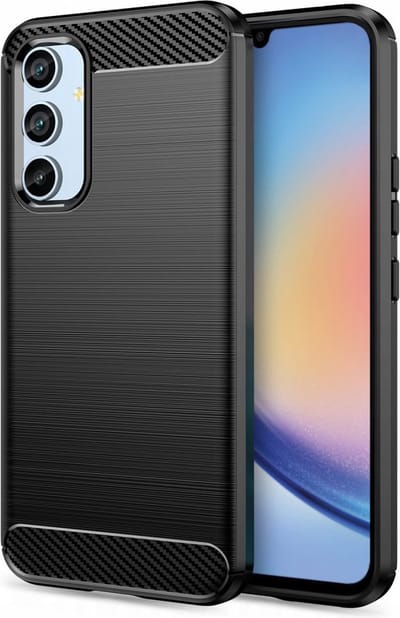 Hoesje geschikt voor Samsung Galaxy A34 - Techsuit Carbon Silicone Back Cover - Zwart