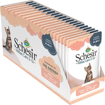 Schesir Kattenvoer Kitten 3-12 Kip in Gelei - 20 x 85 gr - Voordeelverpakking