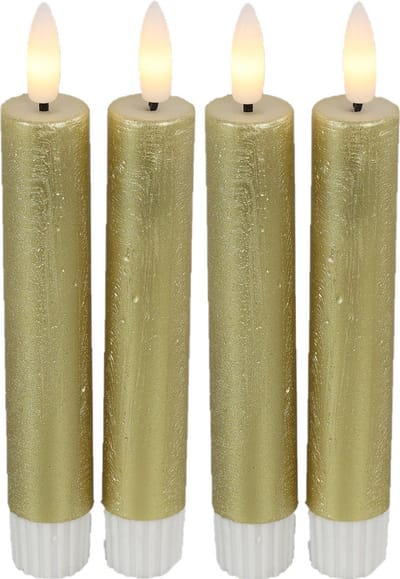 Countryfield Led dinerkaarsen - 4x st- goud -H15cm - afstandsbediening