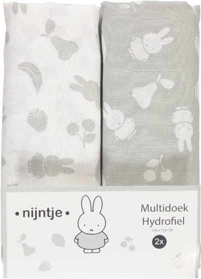 Hydrofiel swaddle 2x nijntje fruit grijs