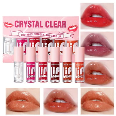 Compacte 6 Delige Lip Gloss Set - Hydraterende Jelly Lip Oil met Glanzende Finish