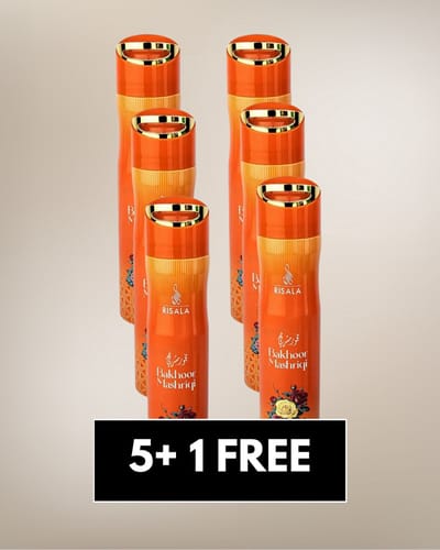 Air Freshener Bakhoor Mashriqi by Risala – 300ml x6 – Long Lasting Arabic Oriental Room Spray from Dubai – Oud, Amber, Woody & Smoky Fragrance