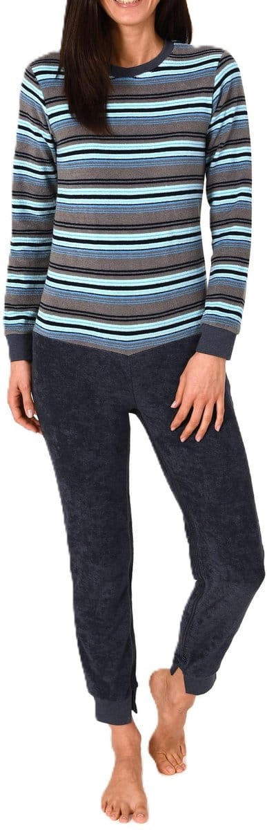 Dames Badstof Verpleegkundige Overall Lange Mouwen Pyjama met Rits op Rug en Been