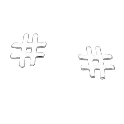 EAR IT UP - Oorbellen - Hashtag - Push back oorknopjes - 925 sterling zilver - 6 x 6 mm - 1 paar