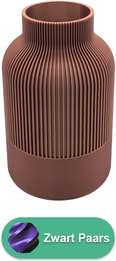 Rillo Japandi Vaas - Decoratievaas Droogbloemen - Zwart / Paars - 20CM