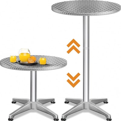 Verstelbare 2-in-1 Statafel - Hoogte 70 tot 115 cm - Ronde Bistrotafel Ø 60 cm - Weerbestendig en Stabiliteit