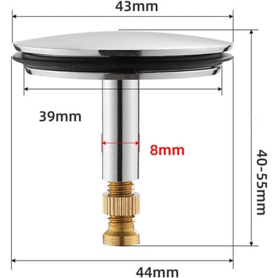 Nouveau Bouchon d'Étanchéité à l'Eau 43 mm Pour Bouchon de Vidange de Baignoire Bouchon de Bonde d'Évier de Salle de Bain white