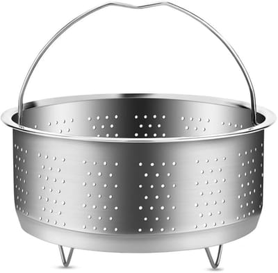 EXCITAT Stoomrek - gemaakt van metaal van voedingskwaliteit - Zeef voor potten en pannen - Geschikt voor kookpotten, snelkookpannen, stomen van groenten, fruit, eieren - 22 cm