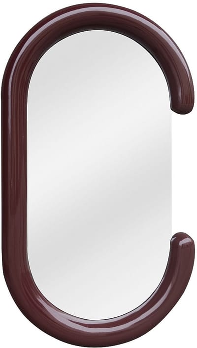Vente-unique Ovale wandspiegel van paulowniahout - L. 60 x H. 105 cm - Bruin - YALMA