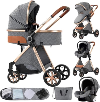 3-in-1 Kinderwagen - Reiswieg en buggy - Veilig op pad - Omkeerbaar en inklapbaar