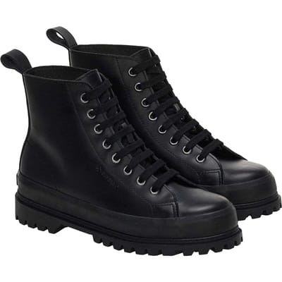 Superga Dames/Dames 2644 Alpina Box Leren Enkellaarsjes (Zwart)
