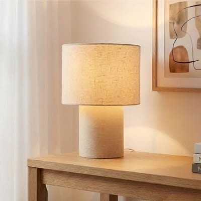 Lindby - Tafellamp - 1licht - Linnen, metaal - H: 30 cm - E27 - beige