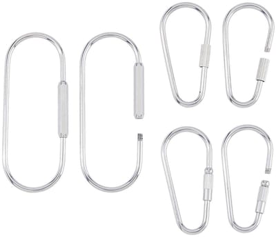 Dailygoods- Karabijnhaak 6 Stuks - Roestvrij Staal - Schroefsluiting - Ovale Sleutelhanger - 3 Stijlen - Ideaal voor Camping/Wandelen