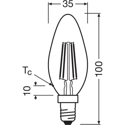 Osram LED Classic E14 Kaars Filament Helder 1.2W 255lm - 827 Zeer Warm Wit | Vervangt 25W