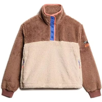 Superdry - Superzachte kraagloze Mash Up trui - Dames - Truien