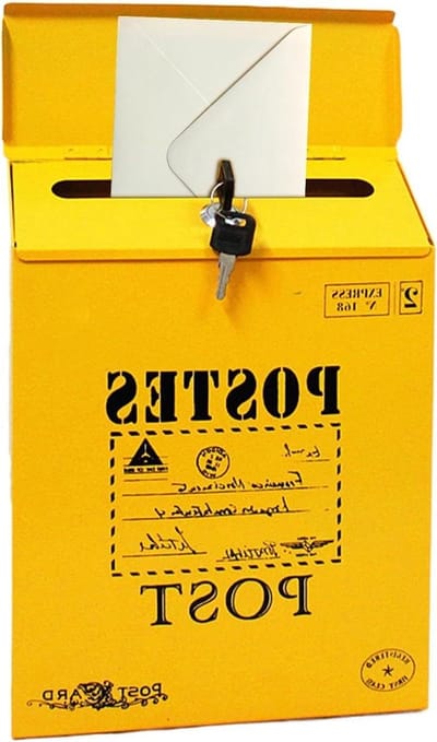 Muurbrievenbus - Postbus buiten - Post ontvangen - Waterdicht metaal - 10x20x10 cm - Geel