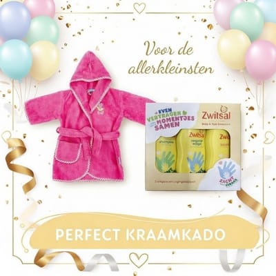 kraam cadeau-Baby badjasje van Lief! - Roze- 0-12 maanden en Zwitsal Baby & Kids Essentials