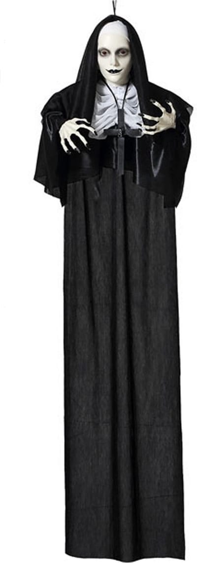 Halloween/horror thema hang decoratie Geest/spook Non - met LED licht - enge/griezelige pop - 120 cm
