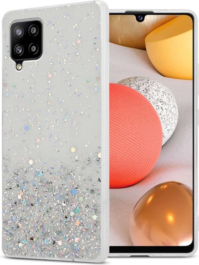 Cadorabo Hoesje geschikt voor Samsung Galaxy A42 5G / M42 5G in Transparant met Glitter - Beschermhoes van flexibel TPU silicone met fonkelende glitters Case Cover Etui