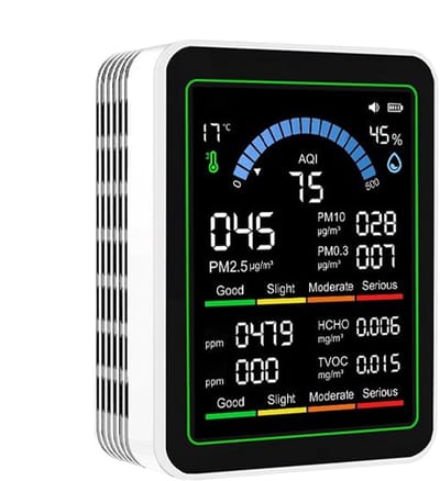 Luchtkwaliteit Monitor - Detector Meter - Binnenklimaat Verbeteren - Real-time Data - Compact Ontwerp - Wit