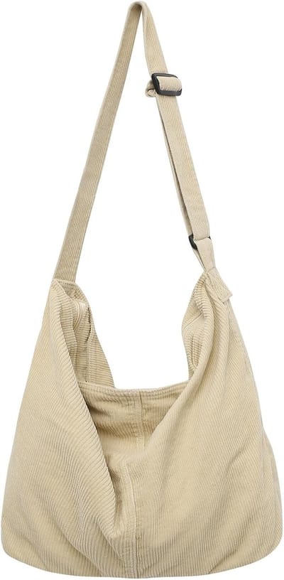 Dames Schoudertas - Grote Casual Tote Kruistas - Geschikt Voor School - Kantoor - Werk - Reizen - Uitstapjes - Winkelen - Beige - Retro Stijl