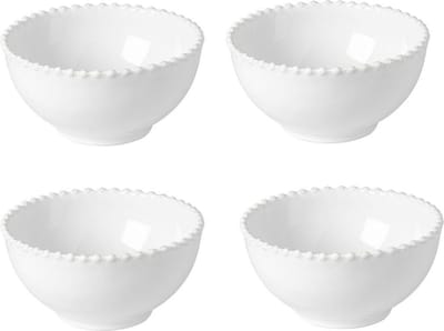 Costa Nova aardewerk kom 16 cm Pearl wit - set van 4