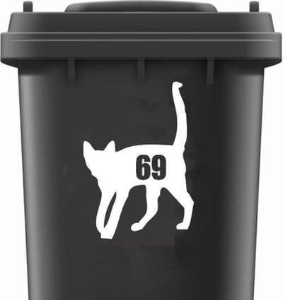 Kliko / Container stickers huisnummer WIT | KAT kat Kliko sticker | Weersbestendige stickers voor op Kliko / Container | Sticker met jouw huisnummer gepersonaliseerd