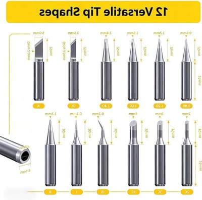 Soldeerpuntenset - Vervangende punten - Elektronica reparatie - 12 Verschillende vormen - 900M Serie - Koperkleurig