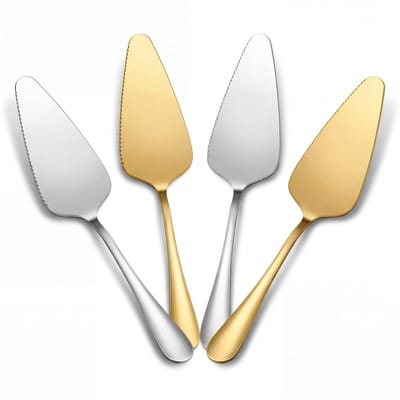 Taartschep, 4 stuks, roestvrij staal, taartschep, taartschep, taartschep, taartschep, taartschep, taartlifter voor keuken, party, restaurant, taartaccessoires (zilver, goud)
