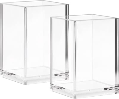 Transparante Acryl Pennenhouder 2-Pack - Desk Organizer voor Potloden, Pennen en Kantoorbenodigdheden, Ideaal voor Thuis en Op School