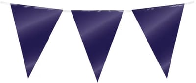 10 meter vlaggenlijn - Donkerblauw - 15 vlaggen - Glimmende folie voor binnen & buiten - 30 cm vlaggen - Herbruikbare slinger