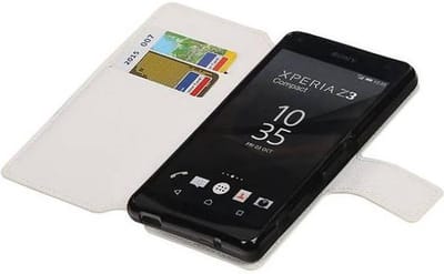 Cross Pattern TPU Bookstyle Wallet Case Hoesje Geschikt voor Xperia X Compact Wit