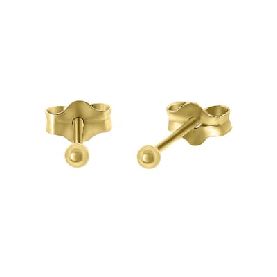 Lucardi Dames Oorbellen bol goldplated 2mm - Oorbellen - Cadeau - 925 Zilver - Goudkleurig