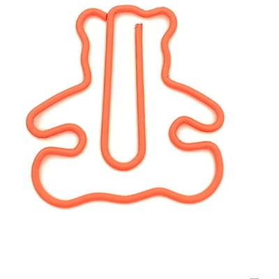 Lot de 20 trombones en forme d'ours, mini marque-pages en forme d'ours, organiseurs de trombones amusants en forme d'animal, pour fournitures scolaires et de bureau orange