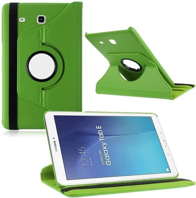 Book Cover Geschikt voor: Samsung Galaxy Tab E 9,6 inch Tab E T560 / T561 - Multi Stand Case - 360 Draaibaar Tablet hoesje - Tablethoes - Groen