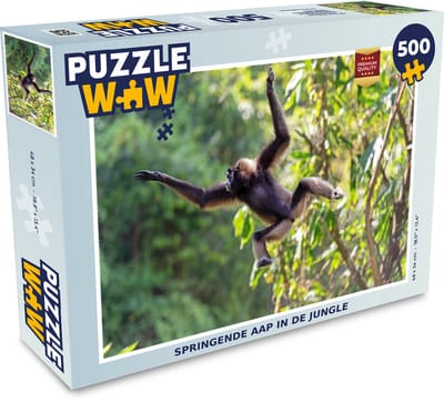 Puzzel Springende aap in de jungle - Legpuzzel - Puzzel 500 stukjes