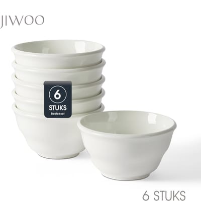 Set van 6 Kommen (Ø11,7cm / 380ml) Ontbijtkommen, Mueslikom, Soepkom, serviesset 6 persoons, Geschikt voor Restaurants, Horeca, Familiefeesten, Feest, Banketten en Picknicks, Magnetron-vaatwasserbestendig, Porselein