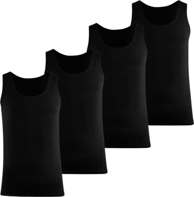 BOXR Underwear - Tanktop Heren - Singlet Heren - Bamboe Hemden Heren - 4-Pack - Zwart - S - Onderhemd Heren - Bamboe Hemden voor Mannen
