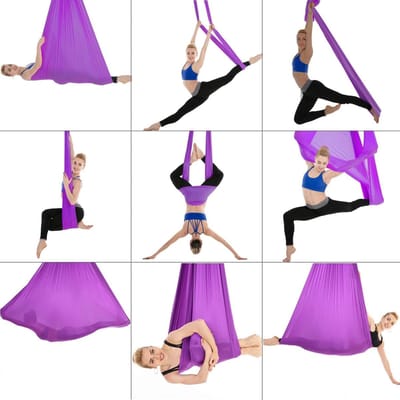 Aerial Yoga Doek - Hangmat Yoga Swing - Luchtacrobatiek Oefenen - Lage Rekstof - 4 x 2.8m - Blauwgroen