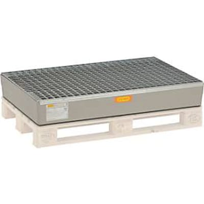 GVK palletopvangbak 150 CEMO, voor europallets, B 1200 x D x 800 x H 235 mm, met vergrendelingsnokken en gegalvaniseerd rooster