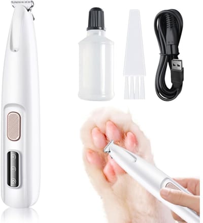 EXCITAT Huisdiertondeuse - Hondentondeuse - Katten- en hondenscheerapparaat - Poottrimmer - Laag geluidsniveau - Met LED-lampje - Waterdicht - USB-oplaadbaar - Voor katten en andere dieren