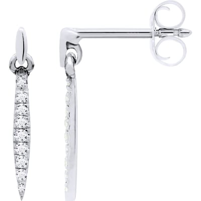 Oorbellen Dangle Sieraden Diamanten 0.070 Cts White Gold