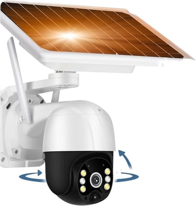 Zonnecamera Buiten - Beveiligingscamera WiFi - Huisbewaking - PTZ Controle - 3MP Resolutie - Zwart