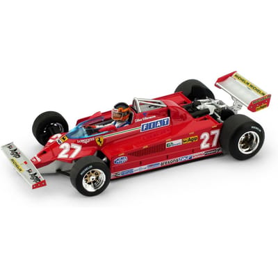 Brumm Schaal Ferrari 126CK Gilles Villeneuve Figuur 1981 Italiaanse Grand Prix BRUMM FERRARI 1/43 #27 Inbegrepen, [Gebruikt] red